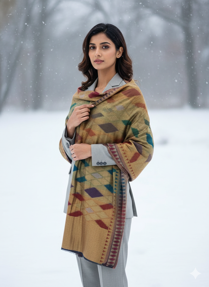 Woollen Shawl With Reversible Kaani Zari Ekat