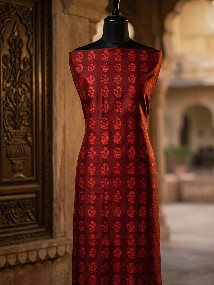 3pc Maheshwari Silk Bagh handblock Dress Material