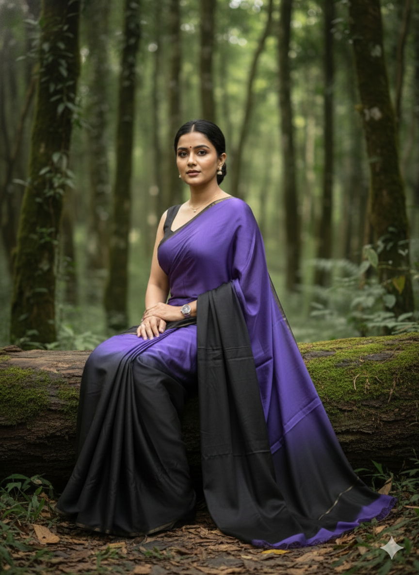 Dual tone modal silk saree with lagdi