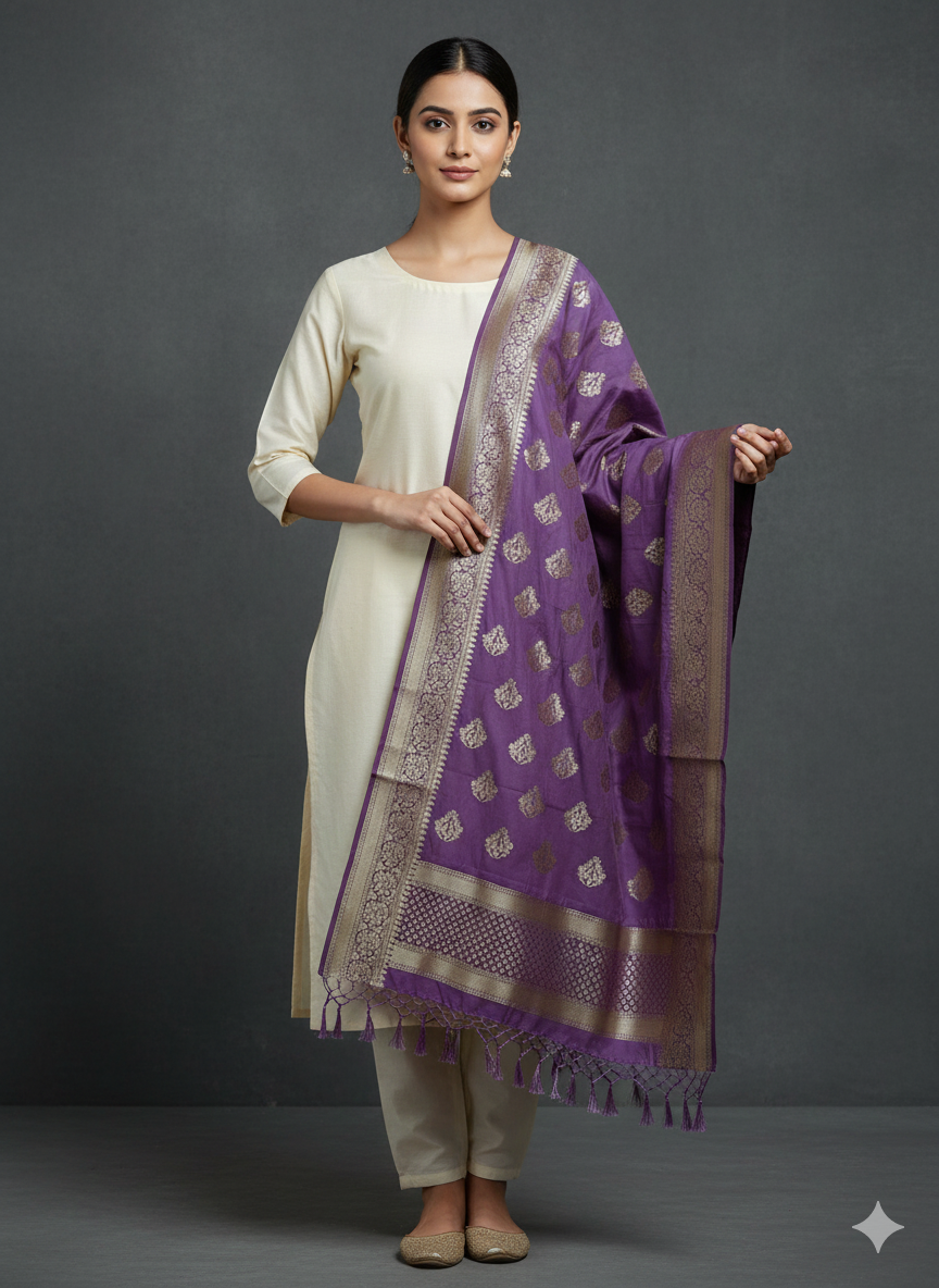 Cotton Silk Blend Banarsi Dupatta