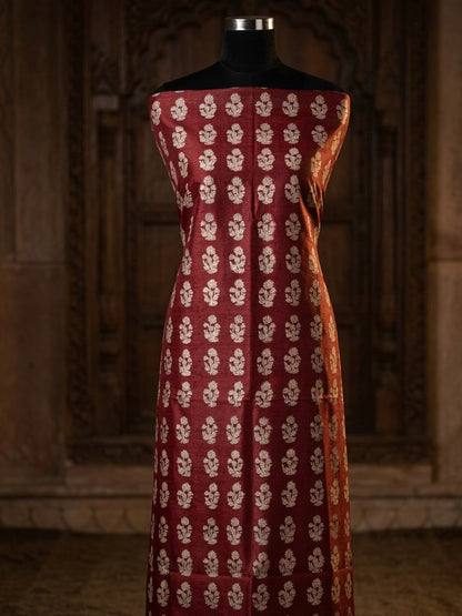 3pc Maheshwari Silk Bagh handblock Dress Material