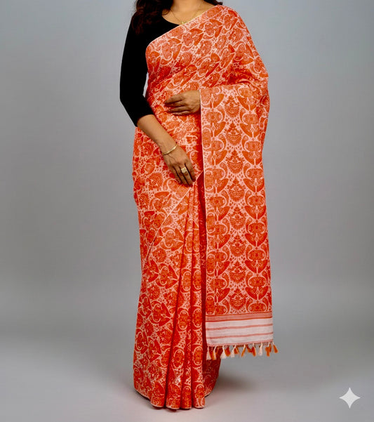 handloom cotton Gamusa saree from Assam