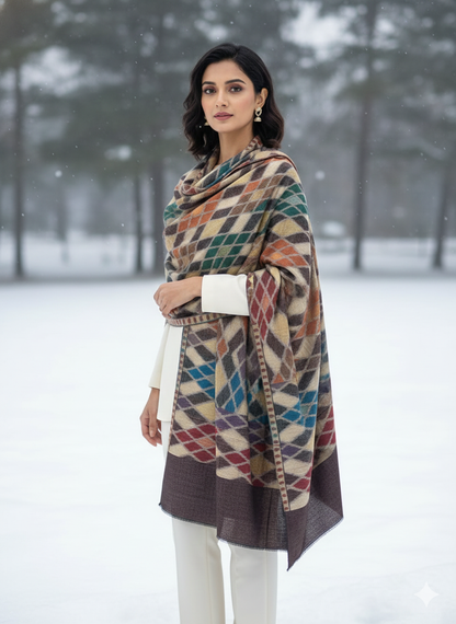 Woollen Shawl With Reversible Kaani Zari Ekat