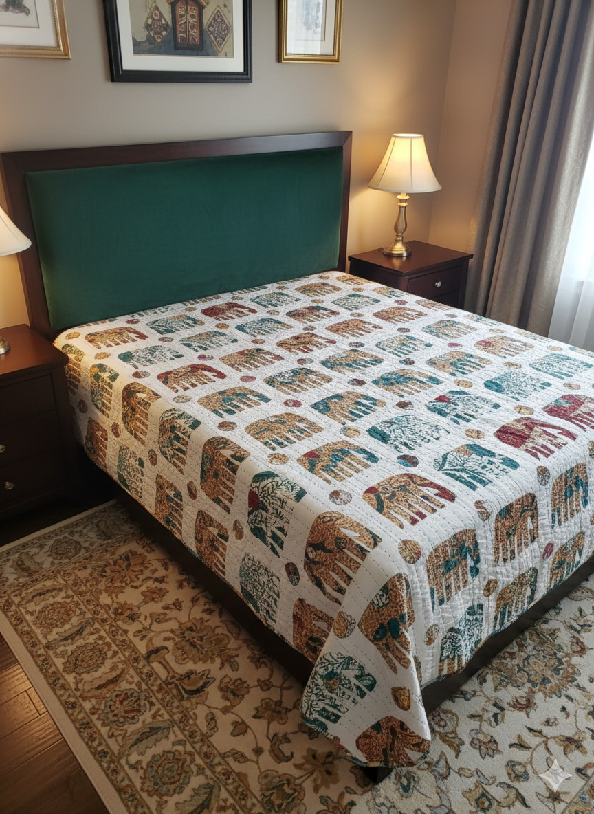 handloom cotton appliqué and kantha bedcovers
