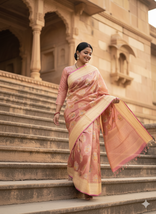 Pure woven tissue silk Benarsi saree with kaduwa Meenakari weaving