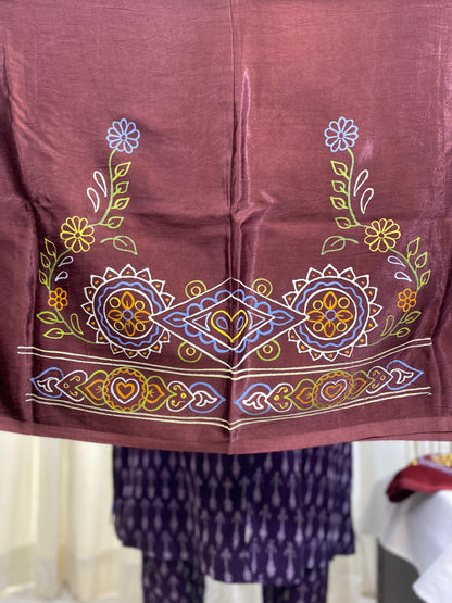 Rogan art Mashru blouse piece Brown