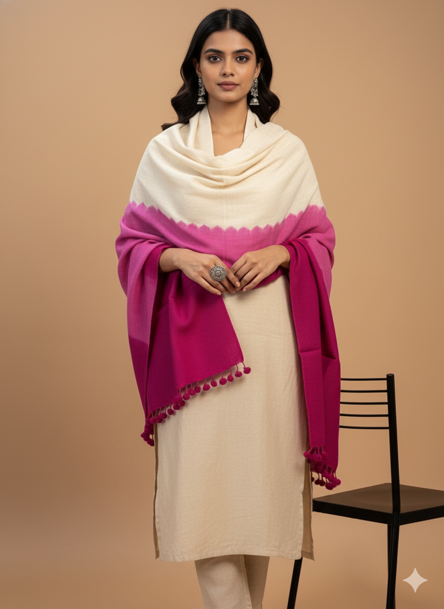 MERINO KUTCH WOOLLEN SHAWL OMBRÉ TONE