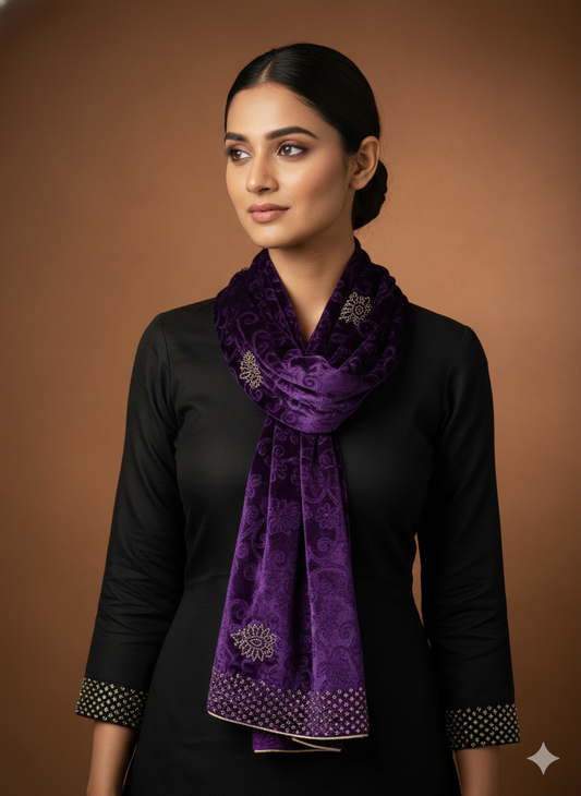 Velvet hand embroidered  Stole