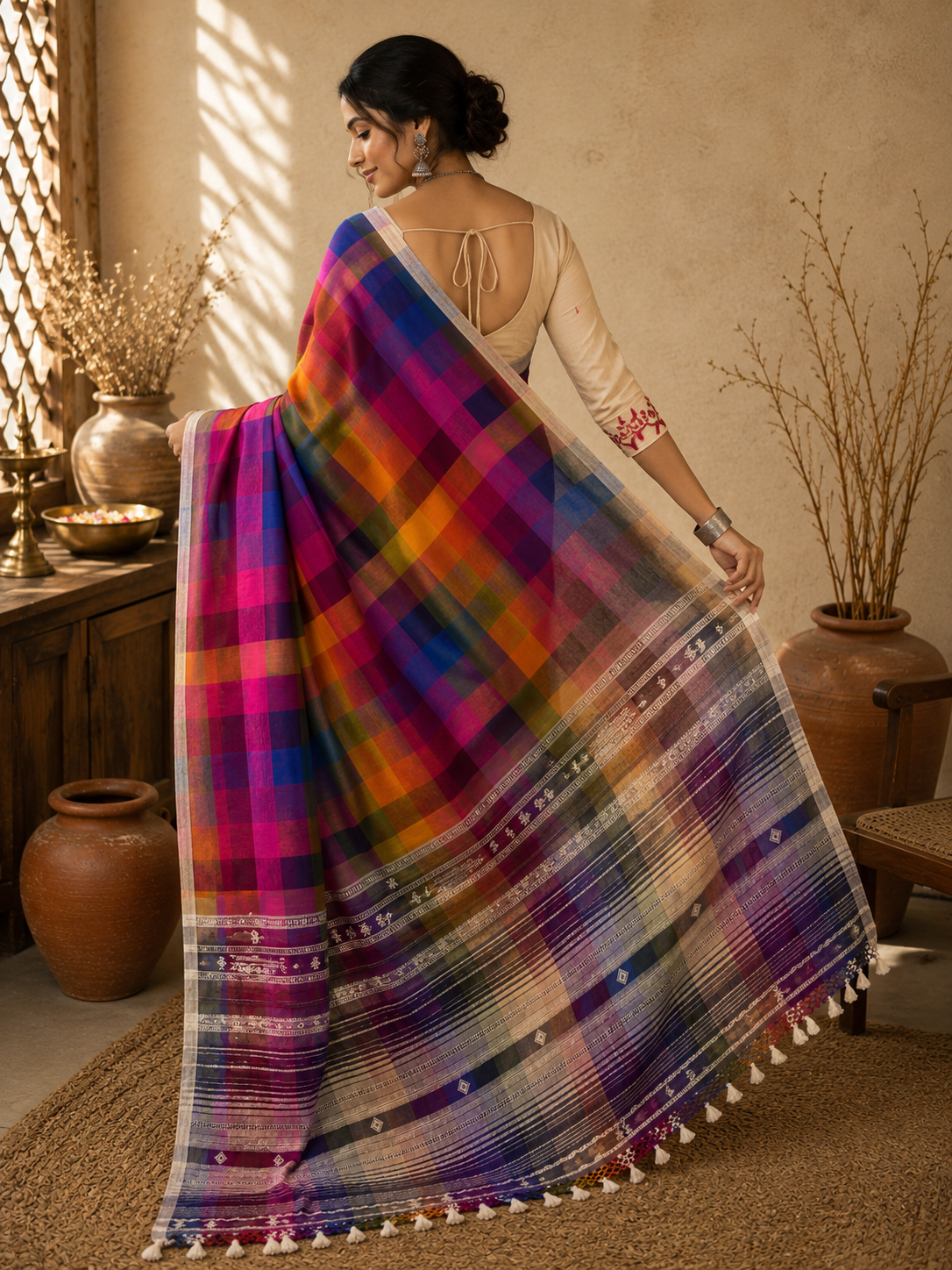RAINBOW: ORGANIC KALA COTTON BHUJODI HANDLOOM SAREE