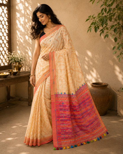 Lambani pure cotton ikkat saree