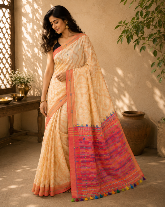 Lambani pure cotton ikkat saree