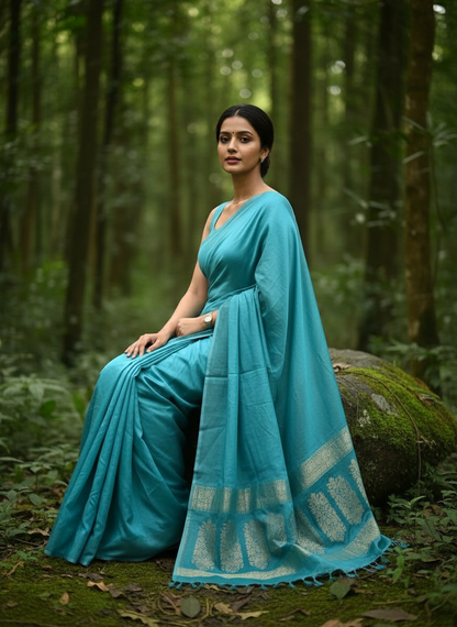 Plain modal silk saree