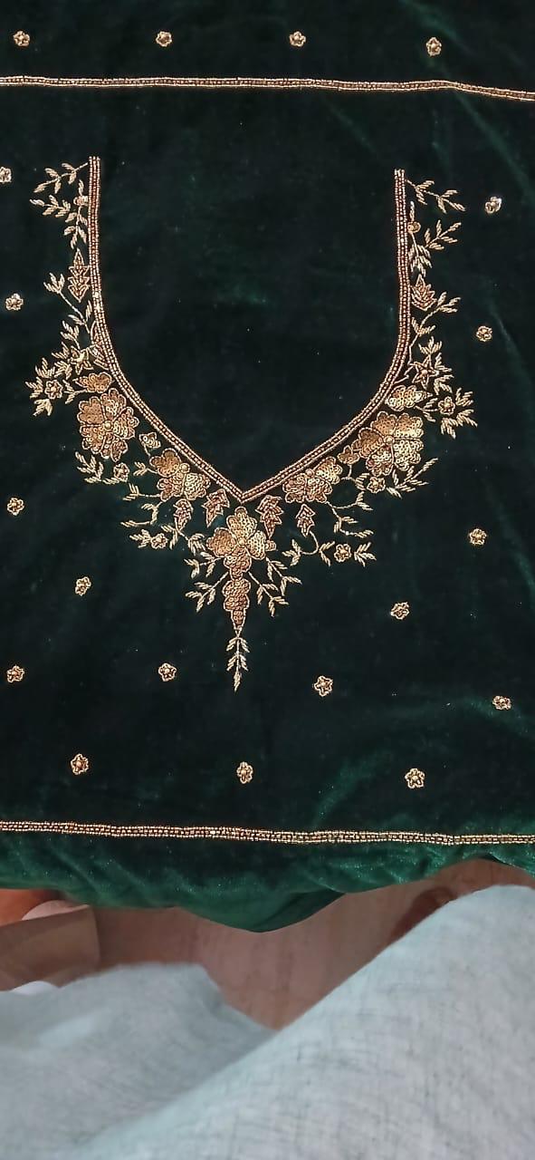 Silk Velvet hand embroidered zardosi blouse