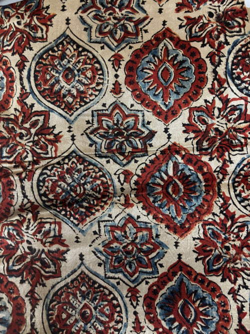 Natural dyed Mashru silk Ajrakh fabric 2