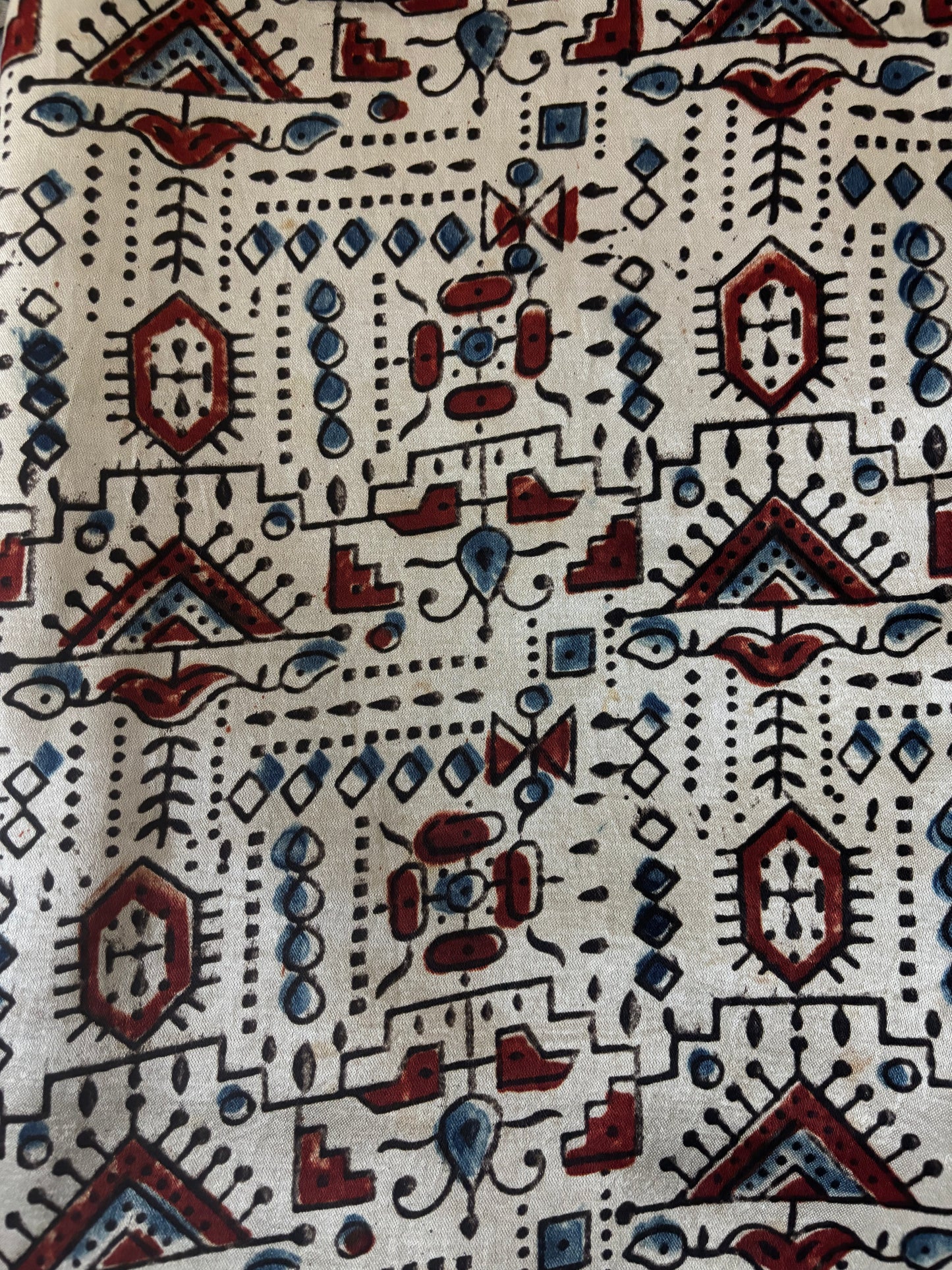 Natural dyed Mashru silk Ajrakh fabric 6