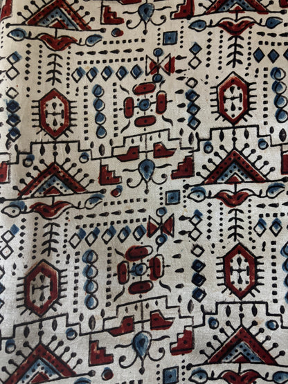 Natural dyed Mashru silk Ajrakh fabric 6