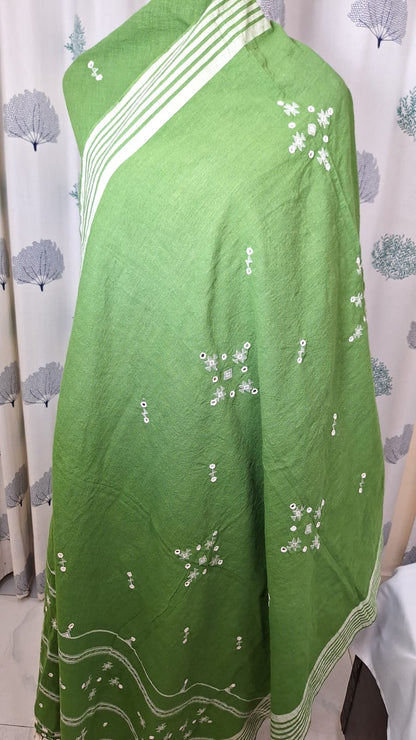 Chutney green - 3PC ORGANIC KALA COTTON PURE HANDLOOM FULL WORK  SUIT MATERIAL SET