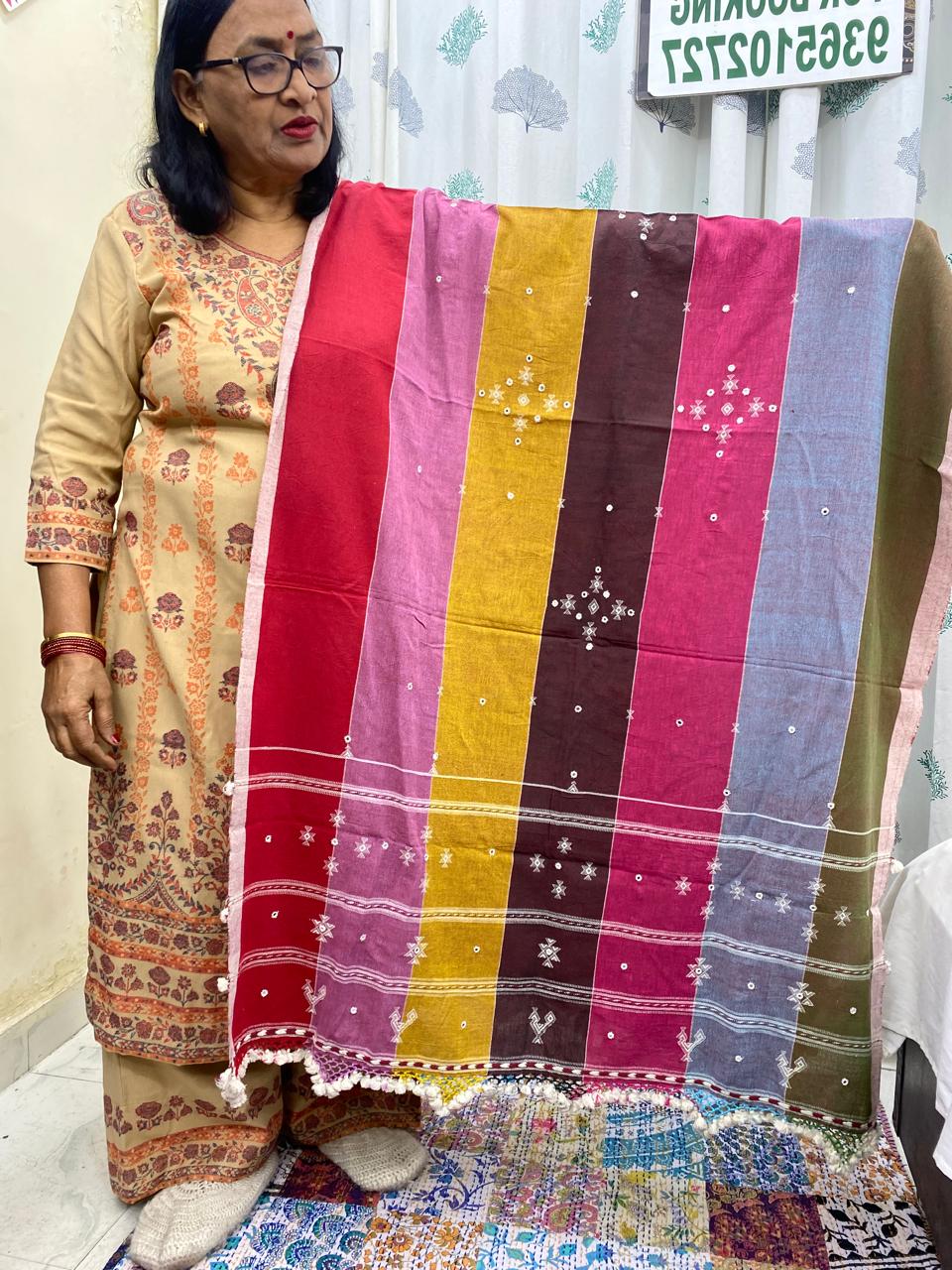 Rainbow - Bhujodi Handloom Organic Kala Cotton Dupatta 2