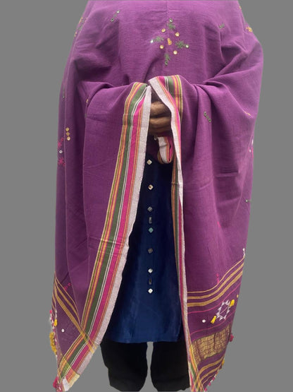 Wine - Bhujodi Handloom Organic Kala Cotton Dupatta 4