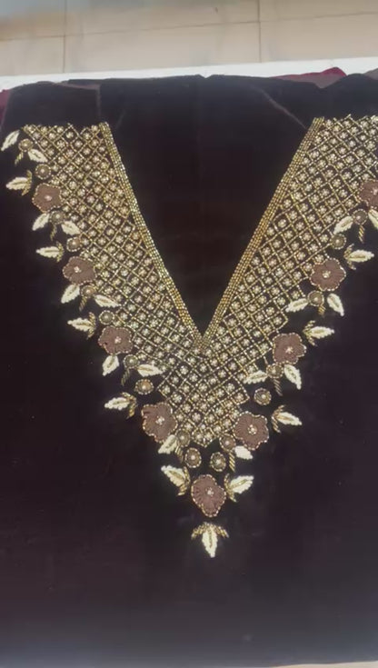 Cherry Red Royal Khatli:velvet fabric