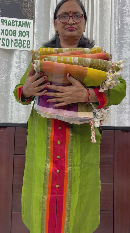 Rainbow Bhujodi Kala cotton dupatta with zari