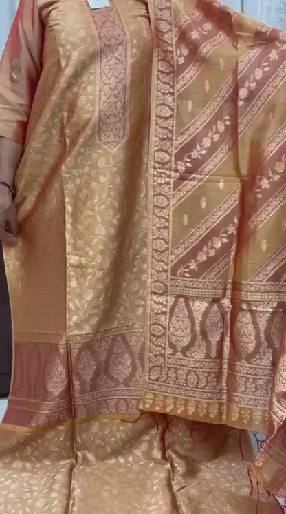 Kashmiri Organza Tissue Silk Suit Set with zari 09