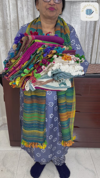 Handwoven woollen  pure tussar and wool kutch weaving stole