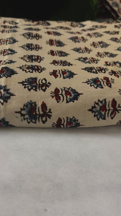 Natural dyed Mashru silk Ajrakh fabric 2