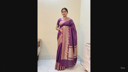 Hand woven pure Katan Kashi ghat saree