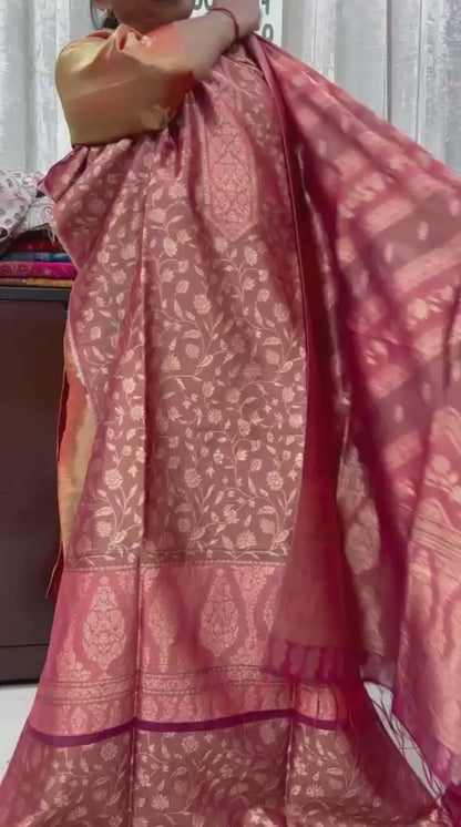 Kashmiri Organza Tissue Silk Suit Set with zari 07