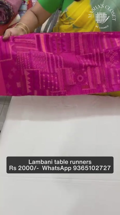 Lambani hand embroidered table runner - length 47 inches * 12.5inches wide Green