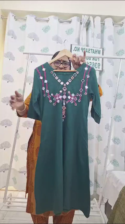 Teal green - Handmade Kala cotton kurtas