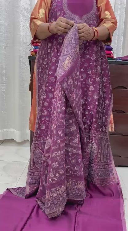 Kashmiri Kani Silk Suit Set purple 06