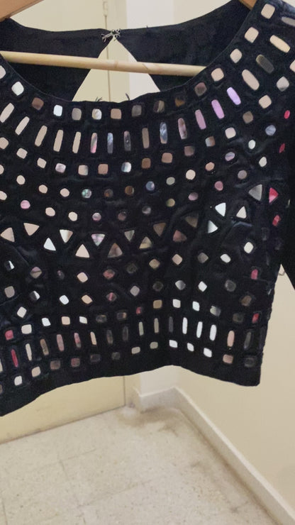 Black Mirror work blouses on mashru silk