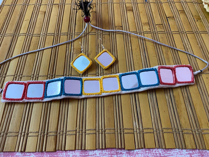 Multi colour mirror choker